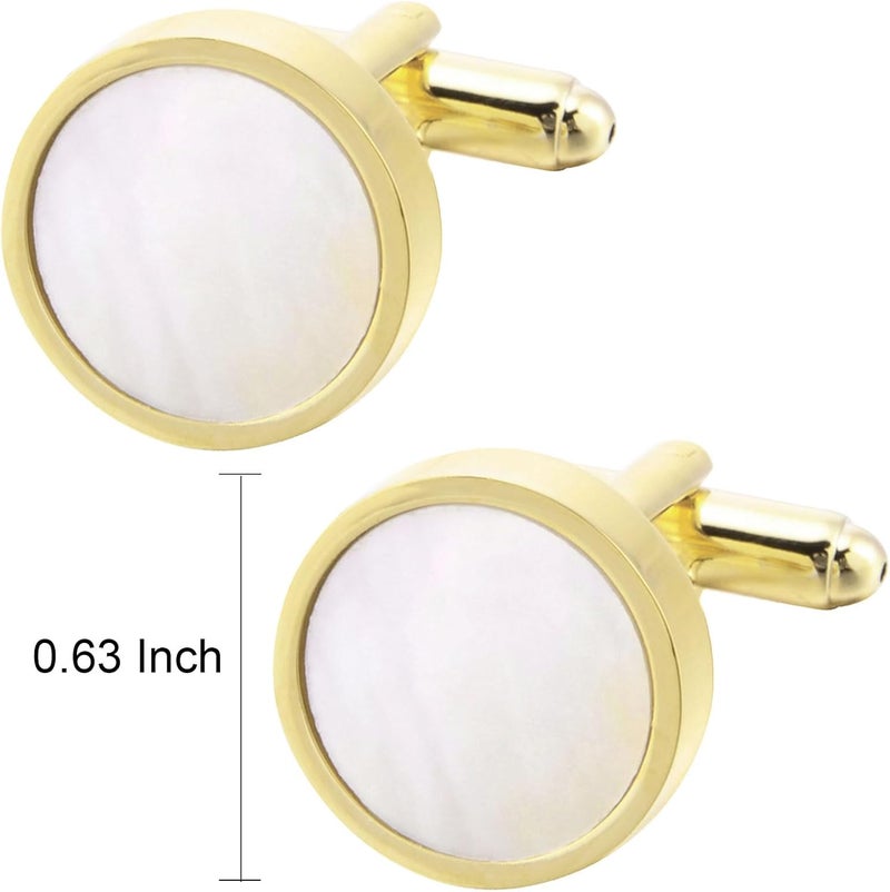 Jonwo Tuxedo Cufflinks and Studs Set Mother of Pearl Men Dress Cuff Links Buttons Set Formal Business Wedding - Image 5